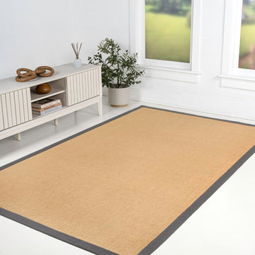 Camden Farmhouse Cottage Border Jute Area Rug